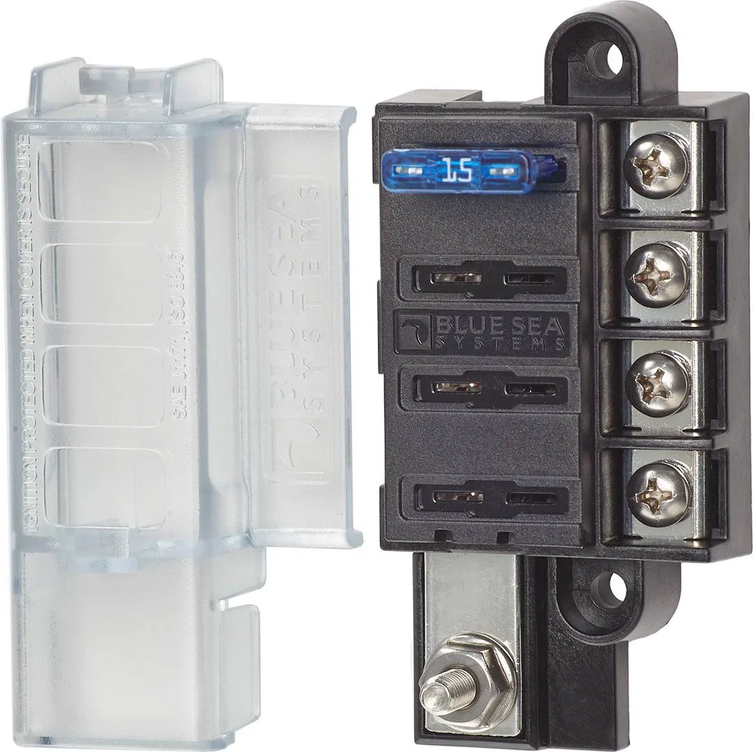 5045-BSS – BLUE SEA Fuse Block, 32 Volt DC 100 Amp Per Block/ 30 Amp Per Circuit Uses ATO/ ATC Blade Style Fuse With ...